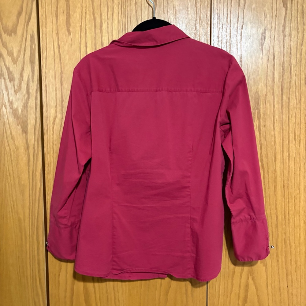 Y2K whimsigoth grommet closure button up top red long sleeve blouse 2000s goth - Picture 8 of 9